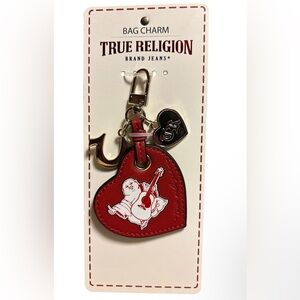 True Religion Red Heart Keychain with Buddha